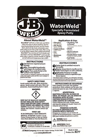 J-B Weld 8277 WaterWeld Epoxy Putty Stick - 2 oz, White