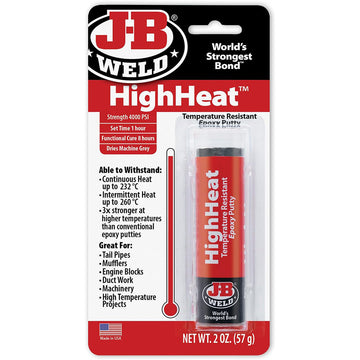 J-B Weld 8297 HighHeat 500 Degree Epoxy Putty Stick, Grey (2oz)