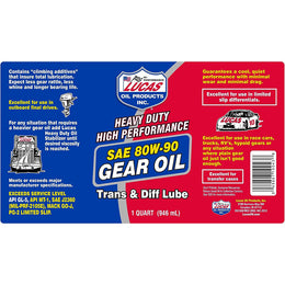 Lucas Oil 10043 SAE 80W-90 Heavy Duty Gear Oil, 1 Quart