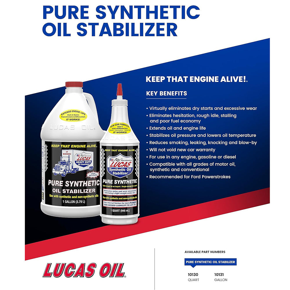 Lucas Oil 10130 Pure Synthetic Oil Stabilizer, 1 Quart