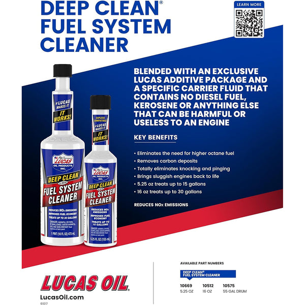 Lucas Oil 10512 Deep Clean Fuel System Cleaner, 16 oz