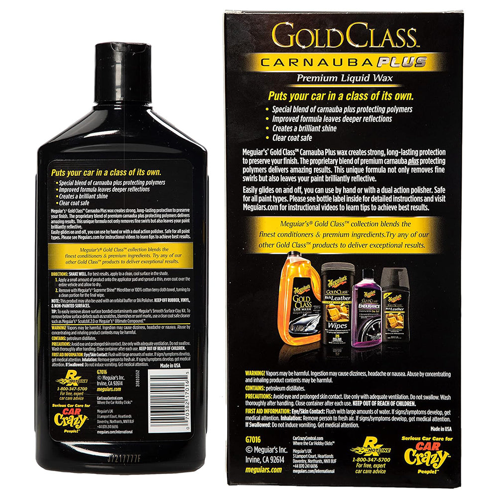 Meguiar's G7016 Gold Class Carnauba Plus Premium Liquid Wax, 16 oz