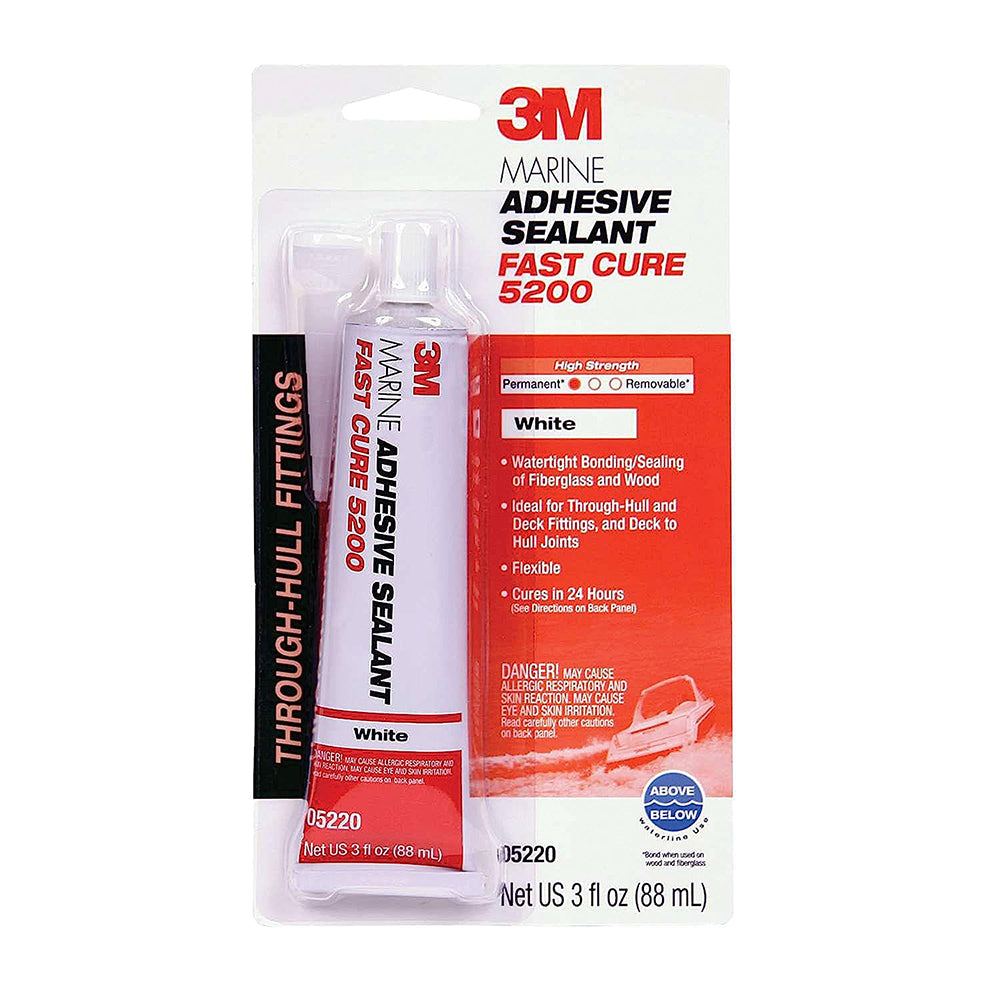 3M Marine Adhesive Sealant 5200FC Fast Cure, 05220, White, (3 oz)