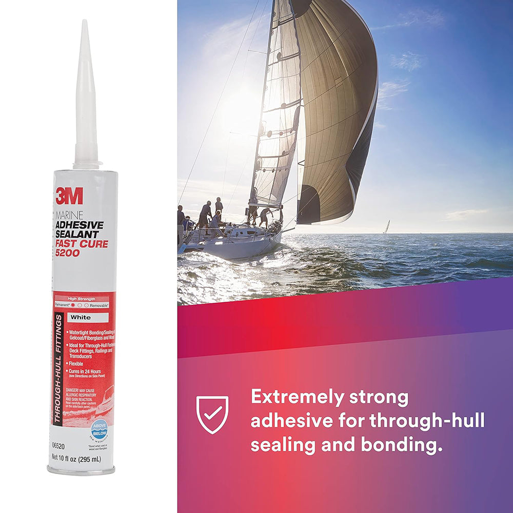 3M Marine Adhesive Sealant 5200FC Fast Cure, 06520, White, (10 oz)