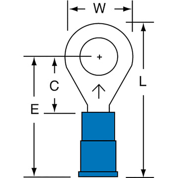 3M™ Vinyl Insulated Butted Seam Ring Tongue Terminal, 14-16AWG, 12-14S-P, (-40 to 105 °C),  1000 pcs