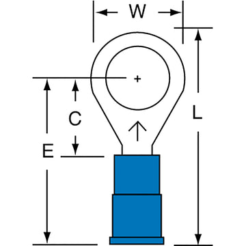 3M™ Vinyl Insulated Butted Seam Ring Tongue Terminal, 14-16AWG, 12-56-P, (-40 to 105 °C),  1000 pcs
