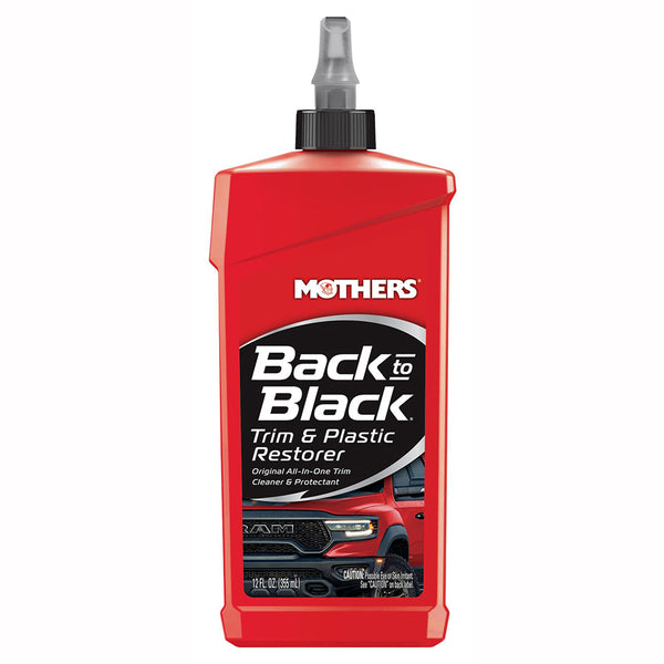 Mothers 06112 Back-to-Black Trim & Plastic Restorer, 12 oz. — Removes Oxidation, Dirt & Wax Residue – Restores Faded Trim & Provides Long-Lasting Protection