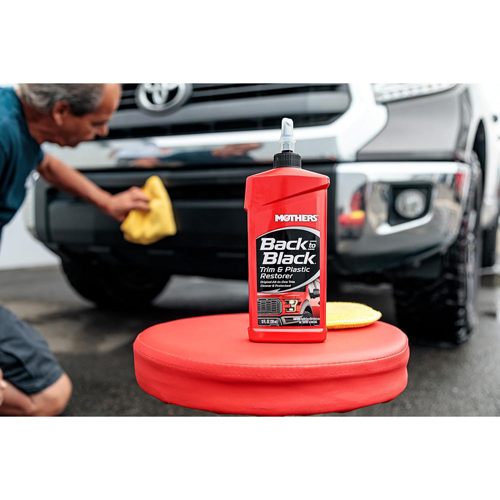 Mothers 06112 Back-to-Black Trim & Plastic Restorer, 12 oz. — Removes Oxidation, Dirt & Wax Residue – Restores Faded Trim & Provides Long-Lasting Protection