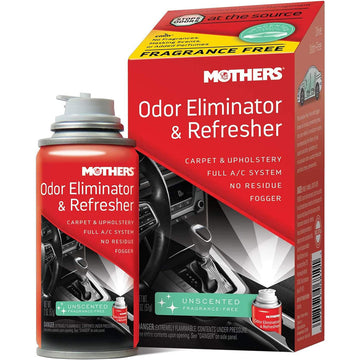 Mothers 06810 Odor Eliminator & Refresher, Unscented, 2 oz. Aerosol – Whole-Car Fogger Neutralizes Smoke, Pet, Food & Mildew Odors with CMM® Technology, Freshens Cabin & Vent Ducts