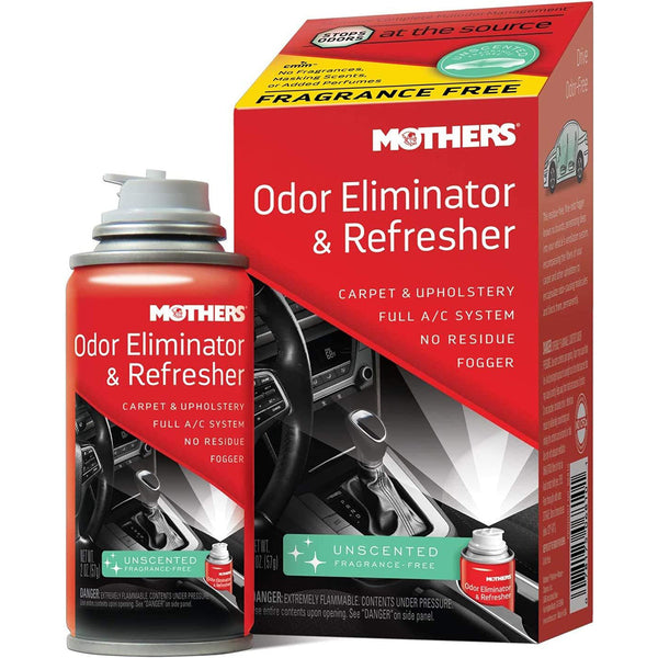 Mothers 06810 Odor Eliminator & Refresher, Unscented, 2 oz. Aerosol – Whole-Car Fogger Neutralizes Smoke, Pet, Food & Mildew Odors with CMM® Technology, Freshens Cabin & Vent Ducts