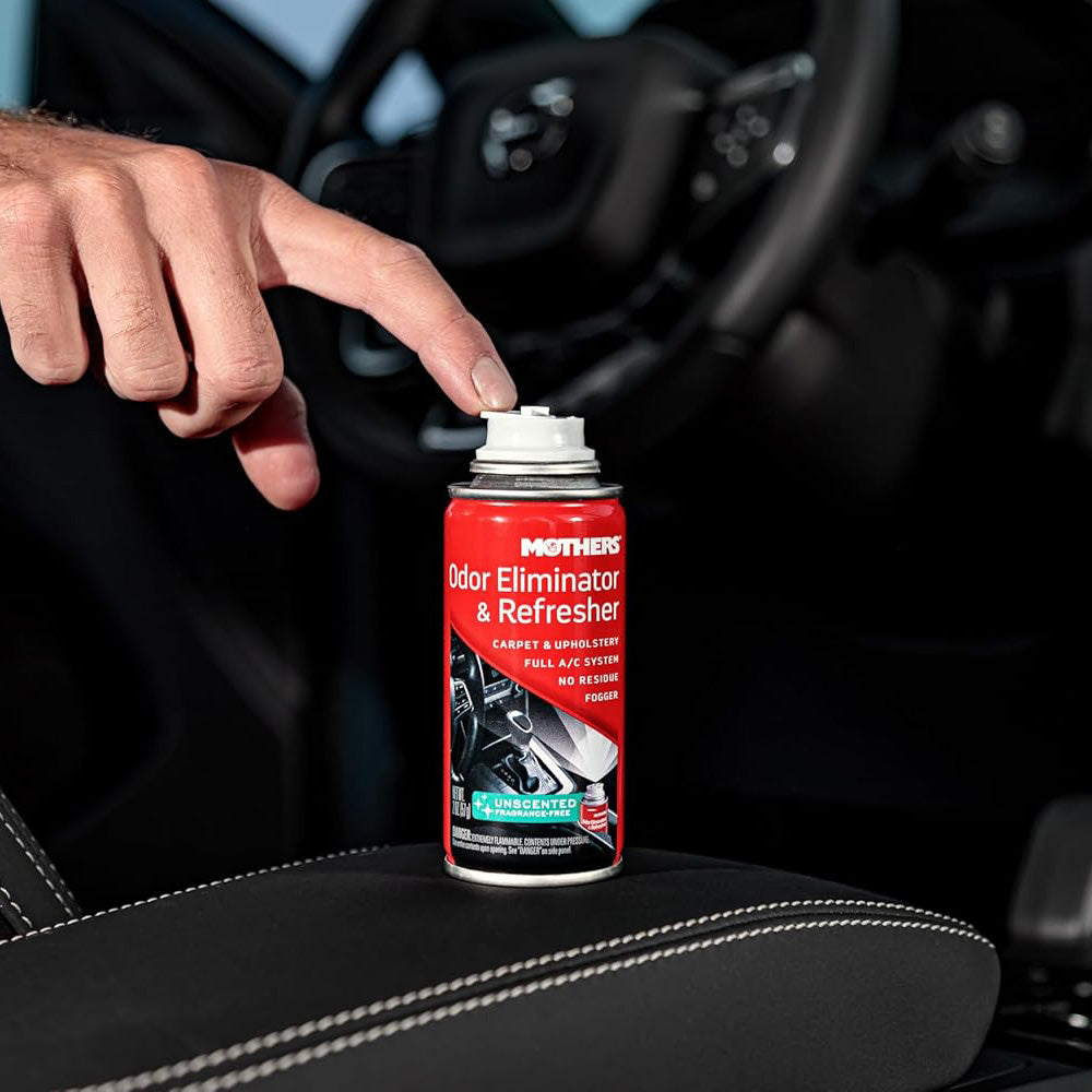 Mothers 06810 Odor Eliminator & Refresher, Unscented, 2 oz. Aerosol – Whole-Car Fogger Neutralizes Smoke, Pet, Food & Mildew Odors with CMM® Technology, Freshens Cabin & Vent Ducts