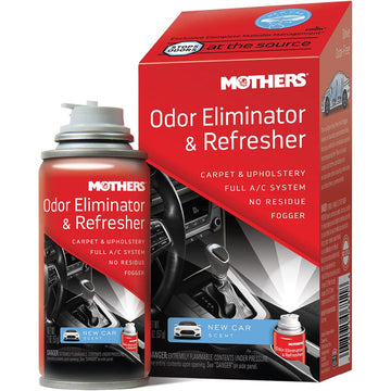 Mothers 06811 Odor Eliminator & Refresher, New Car Scent, 2 oz. Aerosol – Whole-Car Fogger Neutralizes Smoke, Pet, Food & Mildew Odors with CMM® Technology, Freshens Cabin & Vent Ducts