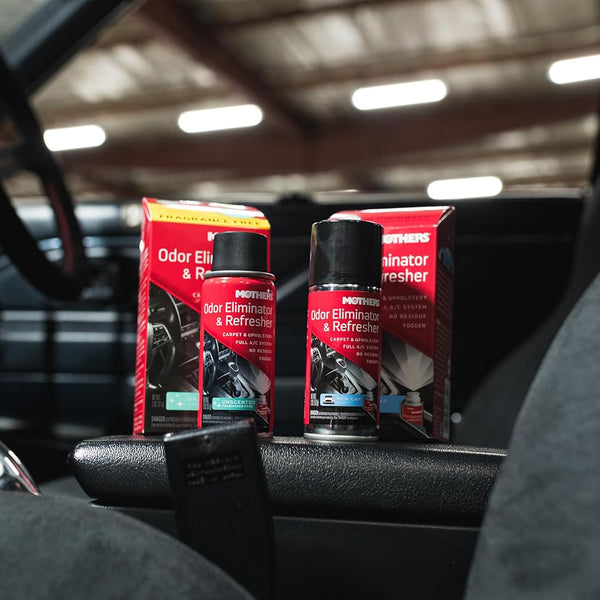 Mothers 06811 Odor Eliminator & Refresher, New Car Scent, 2 oz. Aerosol – Whole-Car Fogger Neutralizes Smoke, Pet, Food & Mildew Odors with CMM® Technology, Freshens Cabin & Vent Ducts