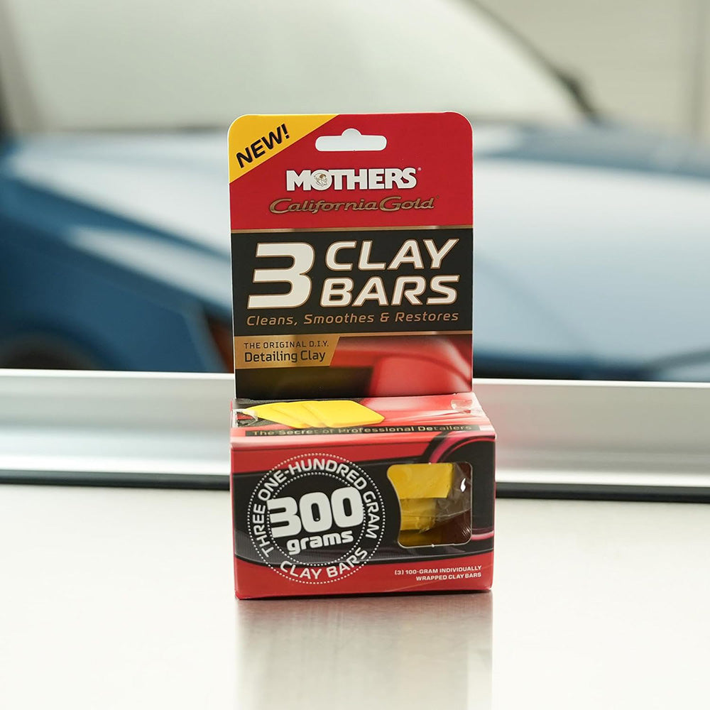 Mothers 07242 California Gold 3 Clay Bars, 3 100-gram — Removes Overspray, Brake Dust, Bugs & More, Restores Smooth, Brilliant Finish to Paint, Chrome, Glass & Plastic, Safe & Easy to Use