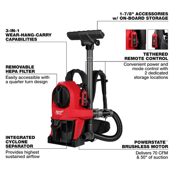 Milwaukee Tool M18 FUEL 3-in-1 Backpack Vacuum