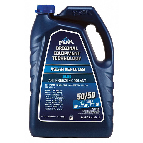 Peak PABB53 Extended Life Blue 50/50 Prediluted Antifreeze/Coolant for Asian Vehicles, 1 Gallon