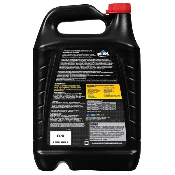 Peak FXA0B3 FINAL CHARGE Global Extended Life Concentrate Antifreeze/Coolant for All Heavy Duty Engine Cooling Systems, 1 Gallon