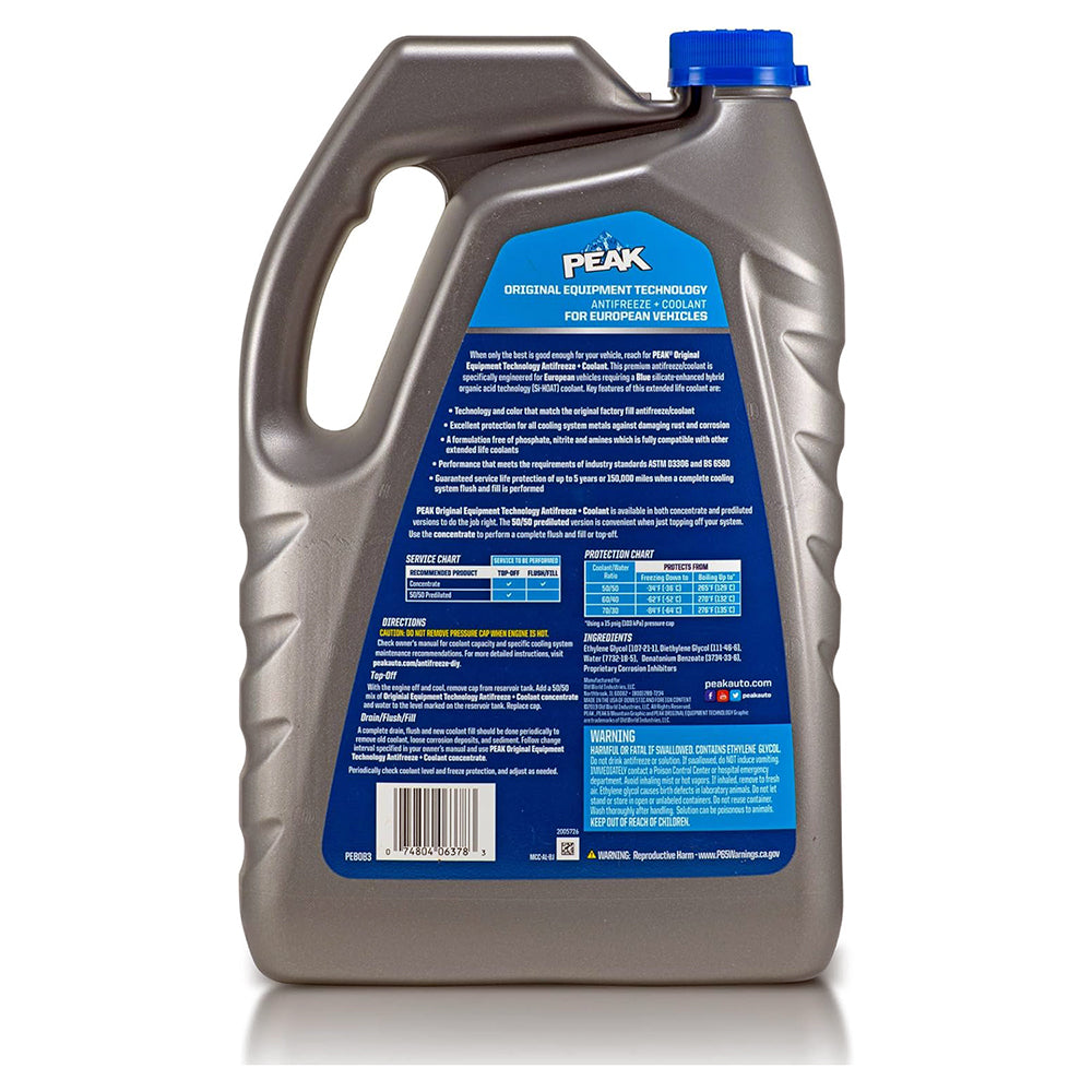 Peak PEB0B3 OET Extended Life Blue Concentrate Antifreeze/Coolant for European Vehicles, 1 Gallon