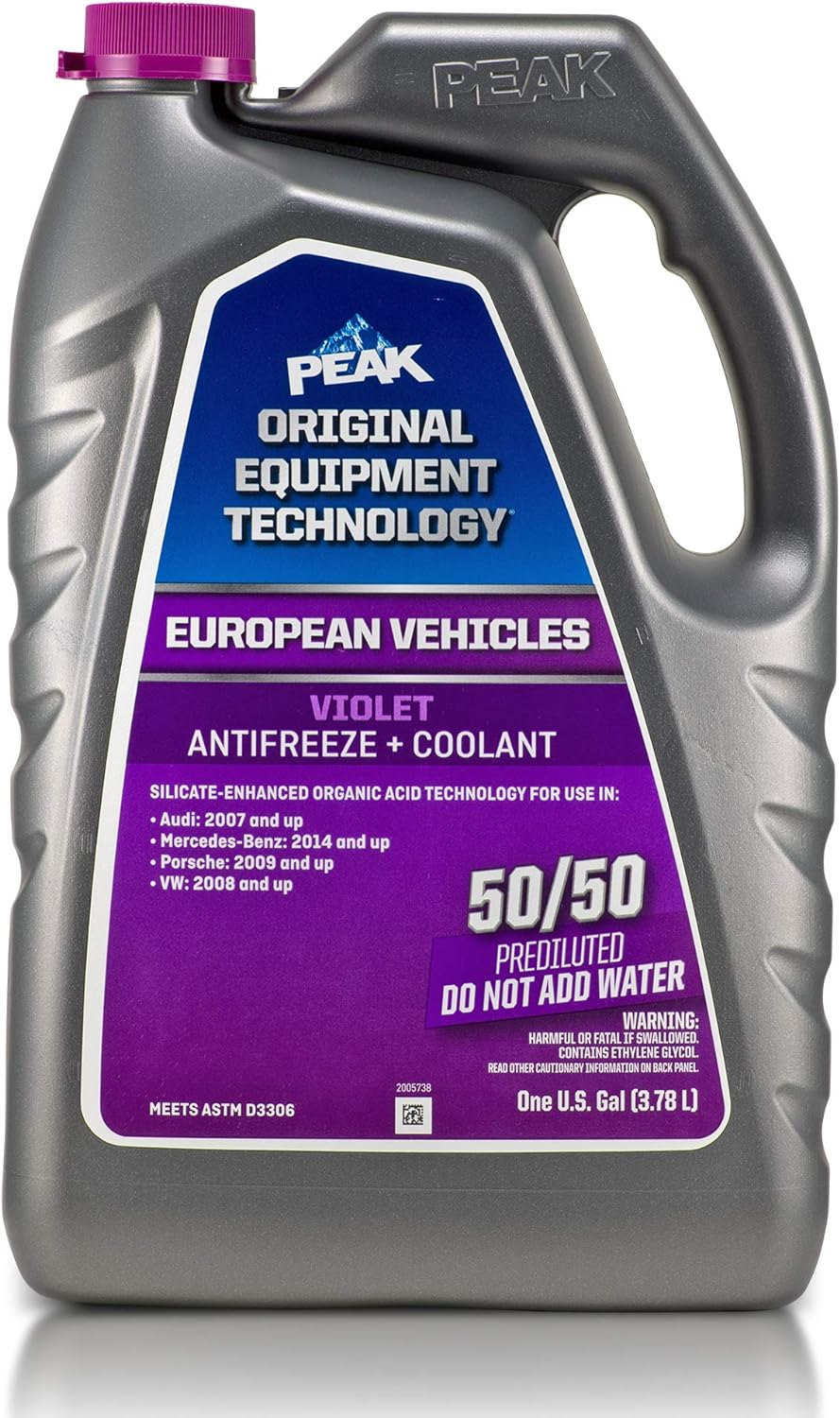 Peak PEV0B3 OET Extended Life Violet 50/50 Prediluted Antifreeze/Coolant for European Vehicles, 1 Gallon