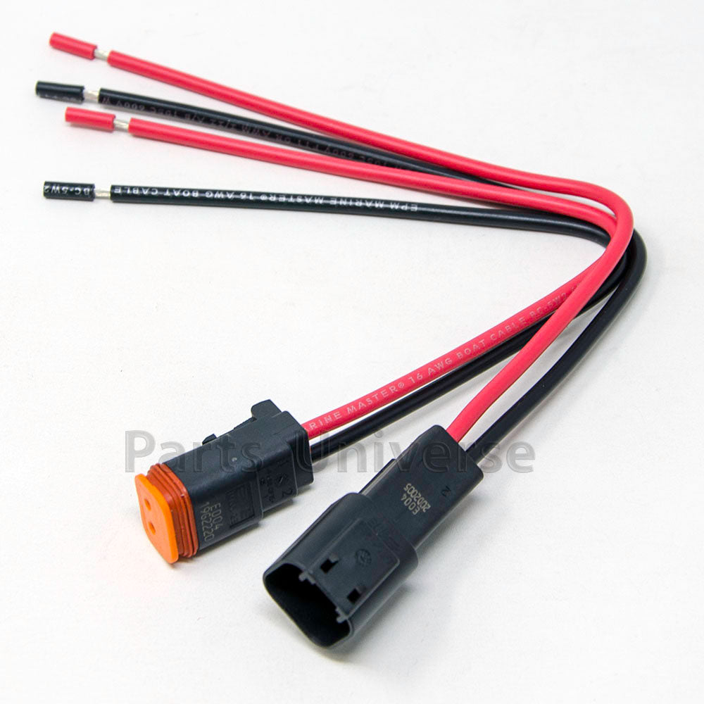 Deutsch DT 2-Pin Black Pigtail Kit, 16AWG Boat Wire (ABYC, NMMA, USCG Certified Wires, 100% Made in USA)