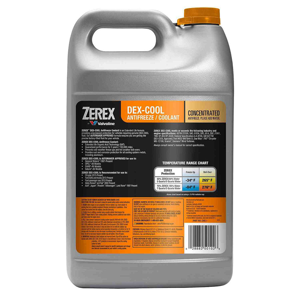 Valvoline ZEREX ZXEL1 DEX-Cool Organic Acid Technology Concentrate AntiFreeze / Coolant, 1 Gallon