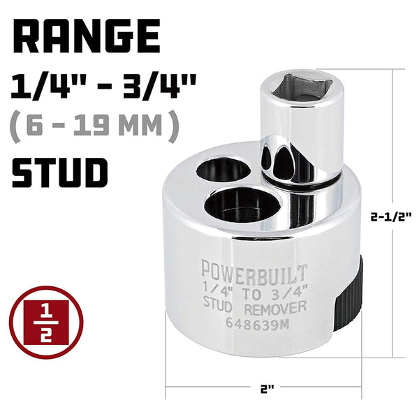 POWERBUILT 648639 1/4" to 3/4" Stud Extractor, Silver