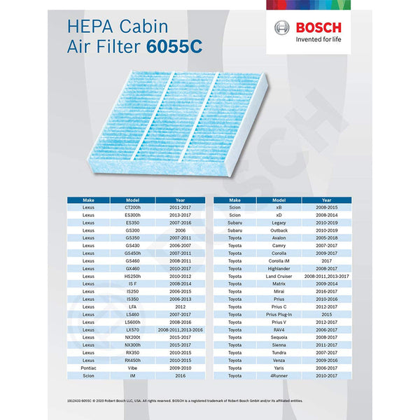 BOSCH 6089C HEPA Premium Cabin Air Filter
