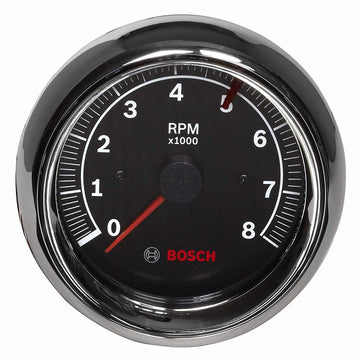 BOSCH FST 7901 SP0F000018 Sport II 3-3/8" Tachometer (Black Dial Face, Chrome Bezel)