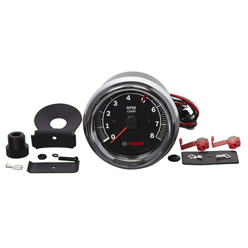 BOSCH FST 7901 SP0F000018 Sport II 3-3/8" Tachometer (Black Dial Face, Chrome Bezel)