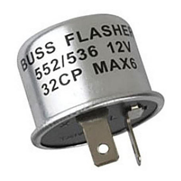 BUSSMANN NO.552 12V 12.8 Amp Thermal Flasher With Two Terminals; Flashes 2-6 Bulbs- 12Vdc