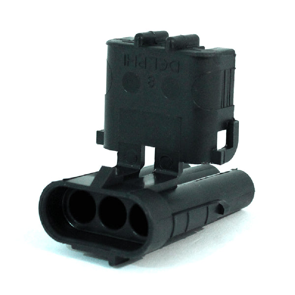 APTIV (DELPHI) 12010717 Weather Pack 3-Pin Black Shroud Sealed Male Connector