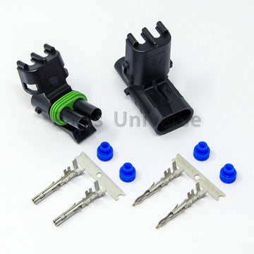 APTIV (Delphi) WeatherPack 2-Pin Connector Kit, 10-12AWG Stamped Contacts