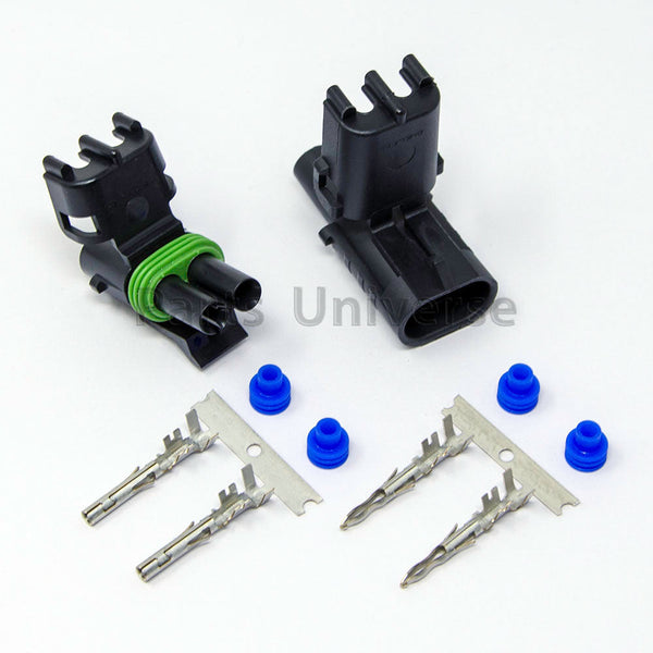 APTIV (Delphi) WeatherPack 2-Pin Connector Kit, 10-12AWG Stamped Contacts
