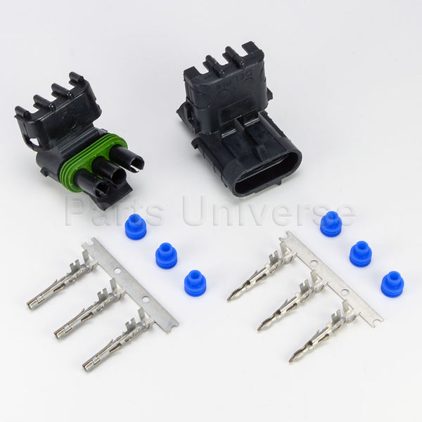 APTIV (Delphi) WeatherPack 3-Pin Connector Kit, 10-12AWG Stamped Contacts