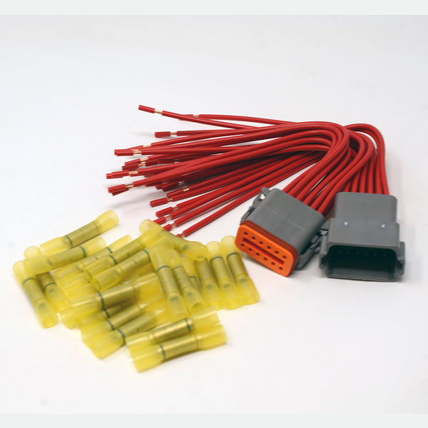 Deutsch DT 12-Pin Pigtail Kit, 14AWG Pure Copper GPT Red Wires + 12AWG Step Up Connector (100% Made in USA)