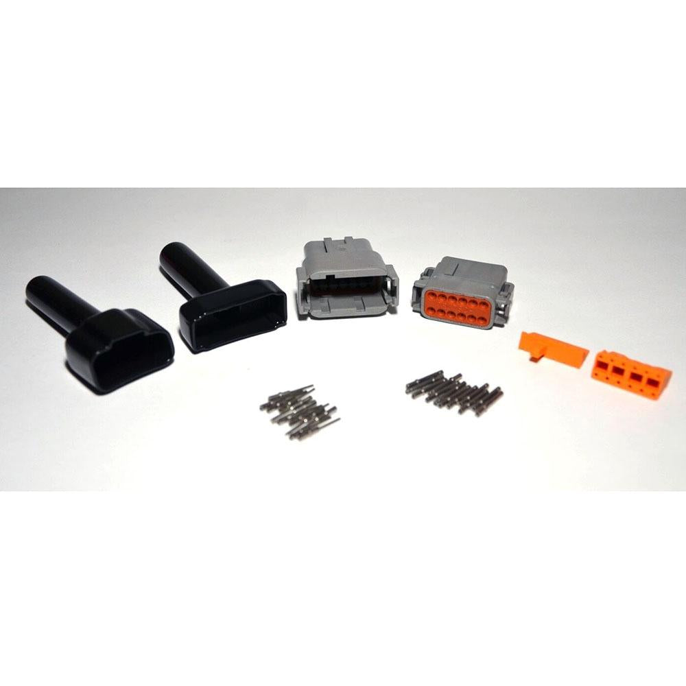 Deutsch DTM 12-Pin Connector Kit, 20-22AWG Closed Barrel Contacts & Black Boots