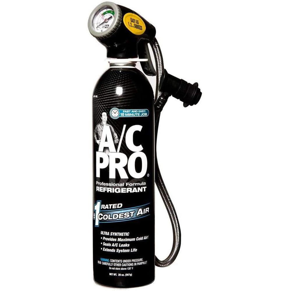 InterDynamics Certified A/C PRO ACP-100CA R134A Refrigerant, AC Recharge Kit with Hose and Gauge 20oz