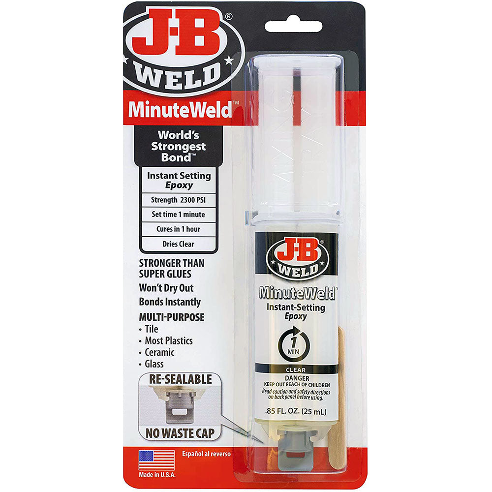 J-B Weld 50101 MinuteWeld Instant-Setting Epoxy Syringe - Clear - 25ml