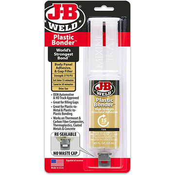 J-B Weld 50133 Plastic Bonder Structural Adhesive Syringe - Tan - 25 ml
