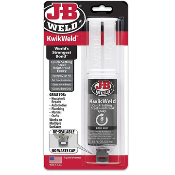 J-B Weld 50176 KwikWeld Steel Reinforced Epoxy Syringe - Dark Grey - 25 ml