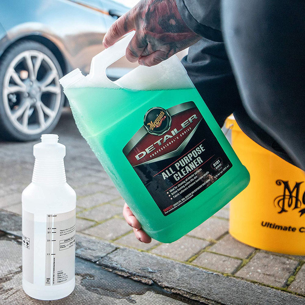 Meguiars All Purpose Cleaner D10101, Degreaser D10801 ,and 2 Bottles D20101  and D20108 [Empty Bottles/NO Spray Tops] 