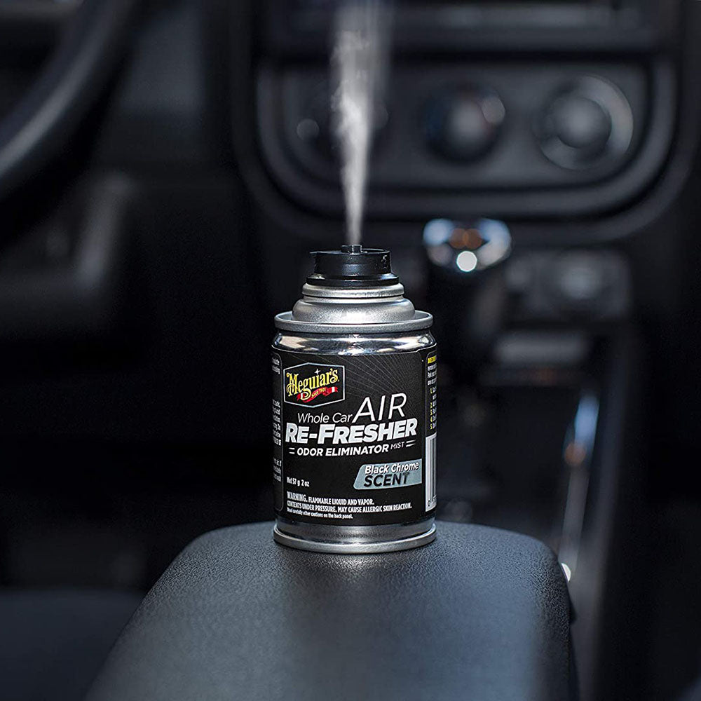 Meguiar's Whole Car Air Re-Fresher Black Chrome Scent Odor Eliminator Spray  2oz