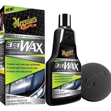 Meguiar's G191016 3-in-1 Liquid Wax Kit (Bottle and Foam Applicator Pad), 16 oz