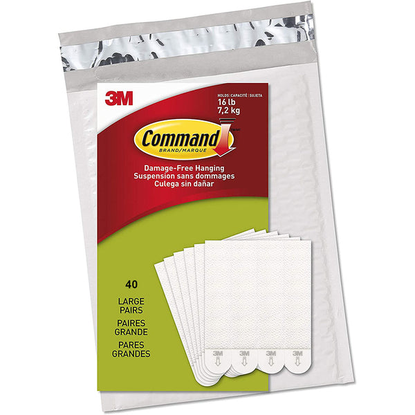 3M Command Picture Hanging Strips Large, 40 Pairs, 80 Strips, Hold 16 lbs
