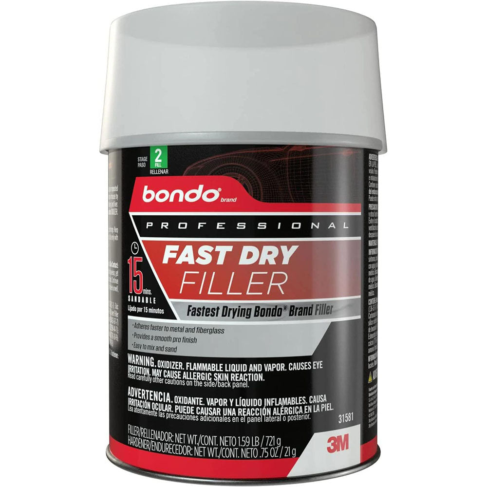 3M Bondo Professional Fast Dry Filler, 31581, 1 Quart (SANDABLE in 15 minutes)