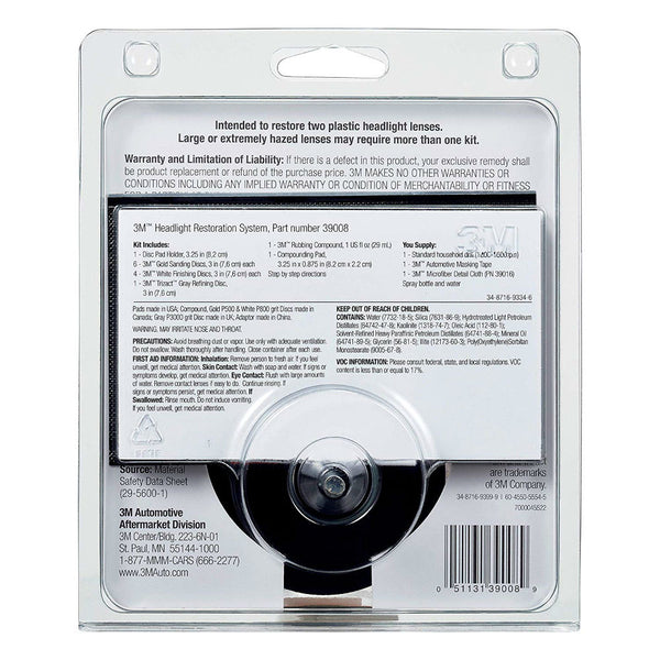  3M 39008 Headlight Lens Restoration System 2-Pack : Automotive