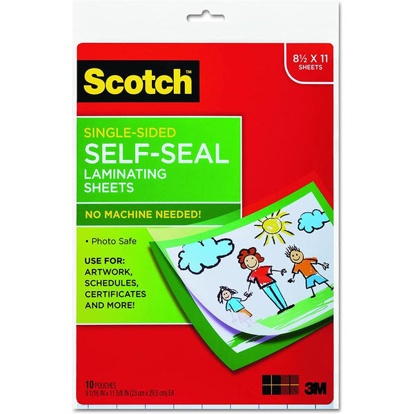 3M  Scotch Single-Sided Laminating Sheets LS854SS-10, 9 in x 12 in Letter Size Single Sided