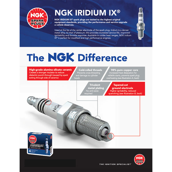 NGK 93501 LKAR7BIX-11S Iridium IX Spark Plug (4 Pack)