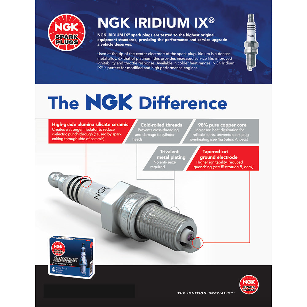 NGK 91187 LKAR6AIX-11 Iridium IX Spark Plug (4 Pack)