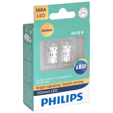PHILIPS 194AULAX2 Ultinon LED Bulb (Amber), 2 Pack